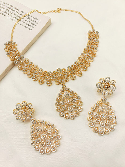 Prajakta White American Diamond Necklace Set