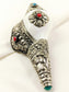 Mrigashi Silver Tibetan-Style Carved Shankh