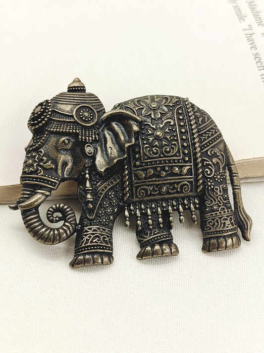 Lakshya Antique Gold Elephant Men's Brooch