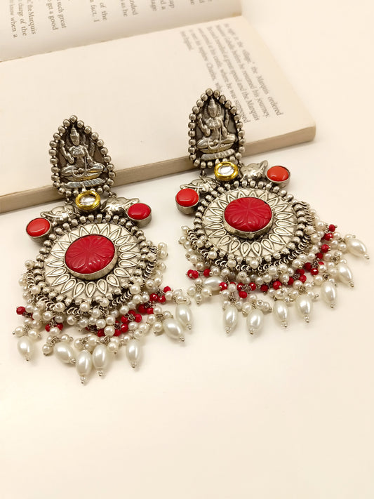 Riva Red Oxidized Earrings