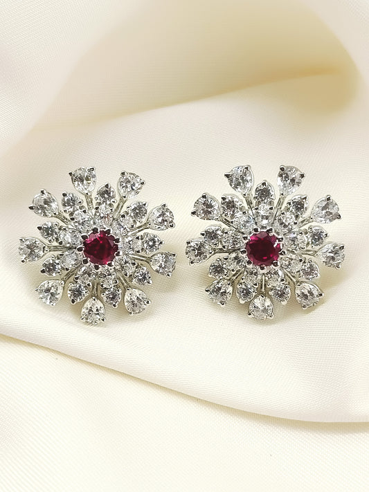 Ireland Ruby 92.5 Silver American Diamond Tops