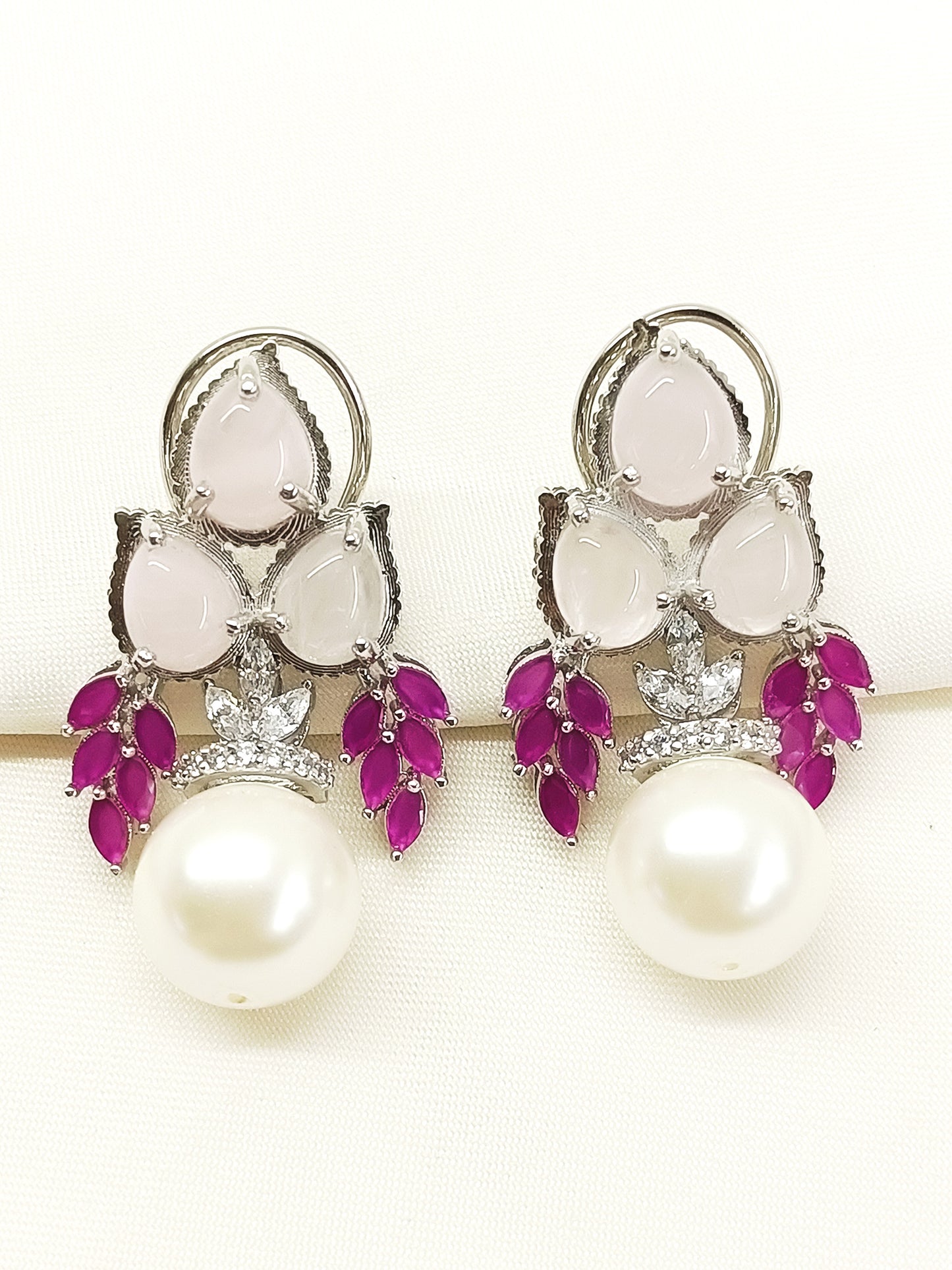 Gatrika Baby Pink 92.5 Silver Natural Stone Tops