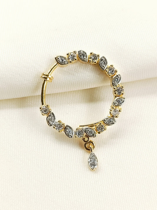Disha White American Diamond Nath