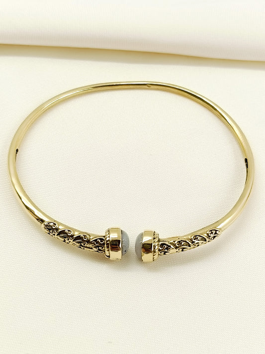 Ginik White Grey Stone Open Men's Bracelet