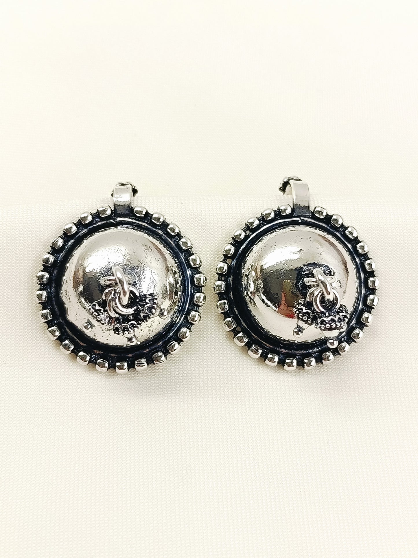 Kamari Silver Oxidized Katori Dome Cuff Pair