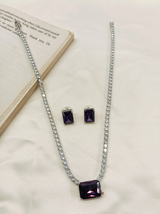 Anric Lavender American Diamond Necklace Set