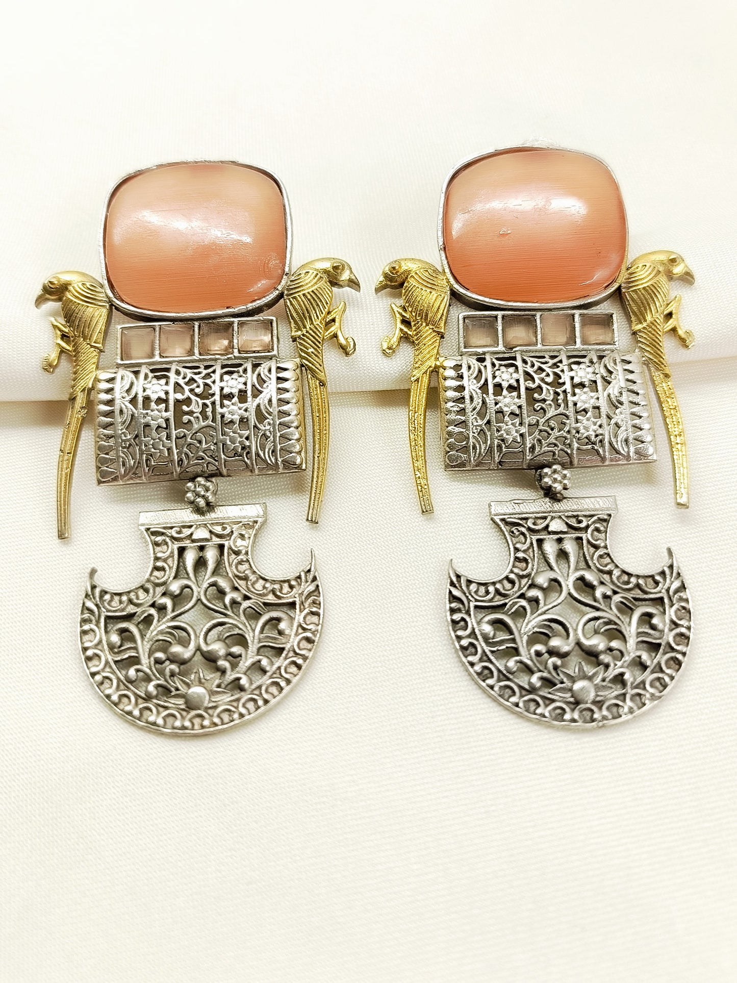 Taru Orange Oxidized Earring
