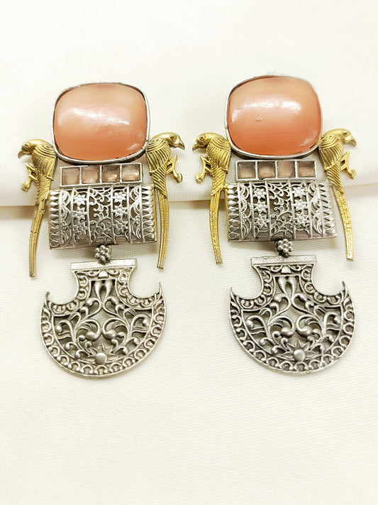 Taru Orange Oxidized Earring