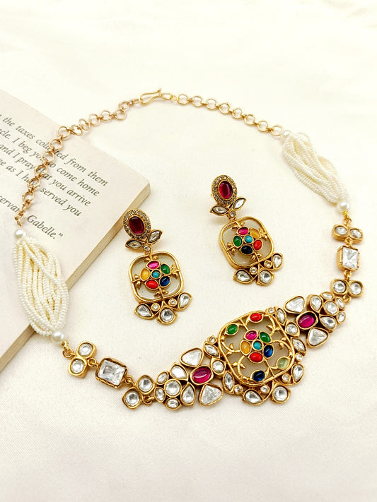 Baylee Navaratna Kundan Choker Set