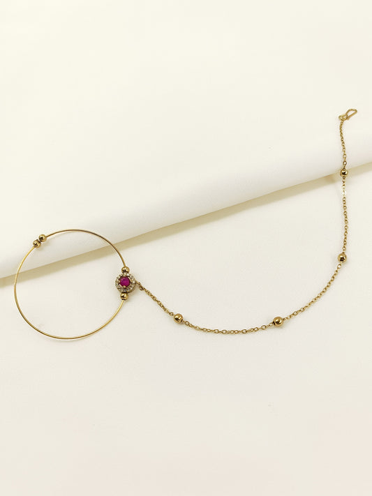 Zareenah Ruby Antique Nath with Chain