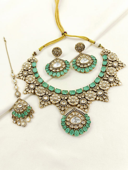 Haripriya Mint Green Kundan Bridal Choker Set