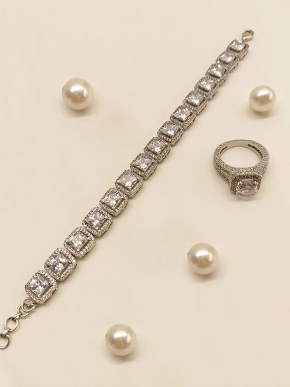 Riviera American Diamond Bracelet With Finger Ring