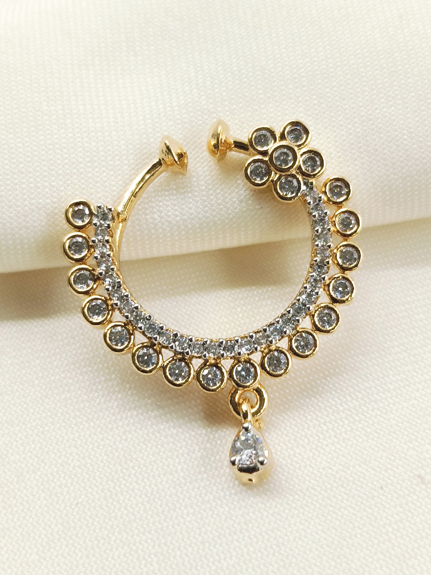 Eshita White American Diamond Nath