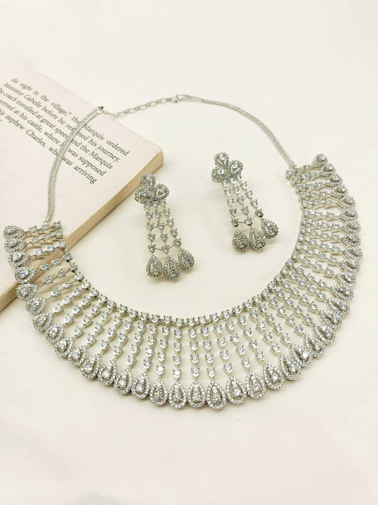 Salome White American Diamond Necklace Set