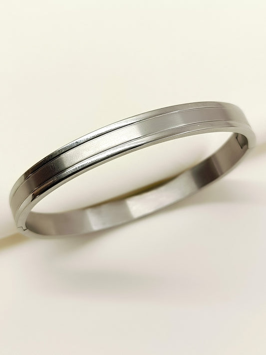 Samar Silver Minimal Dual-Line Kada Men's Bracelet