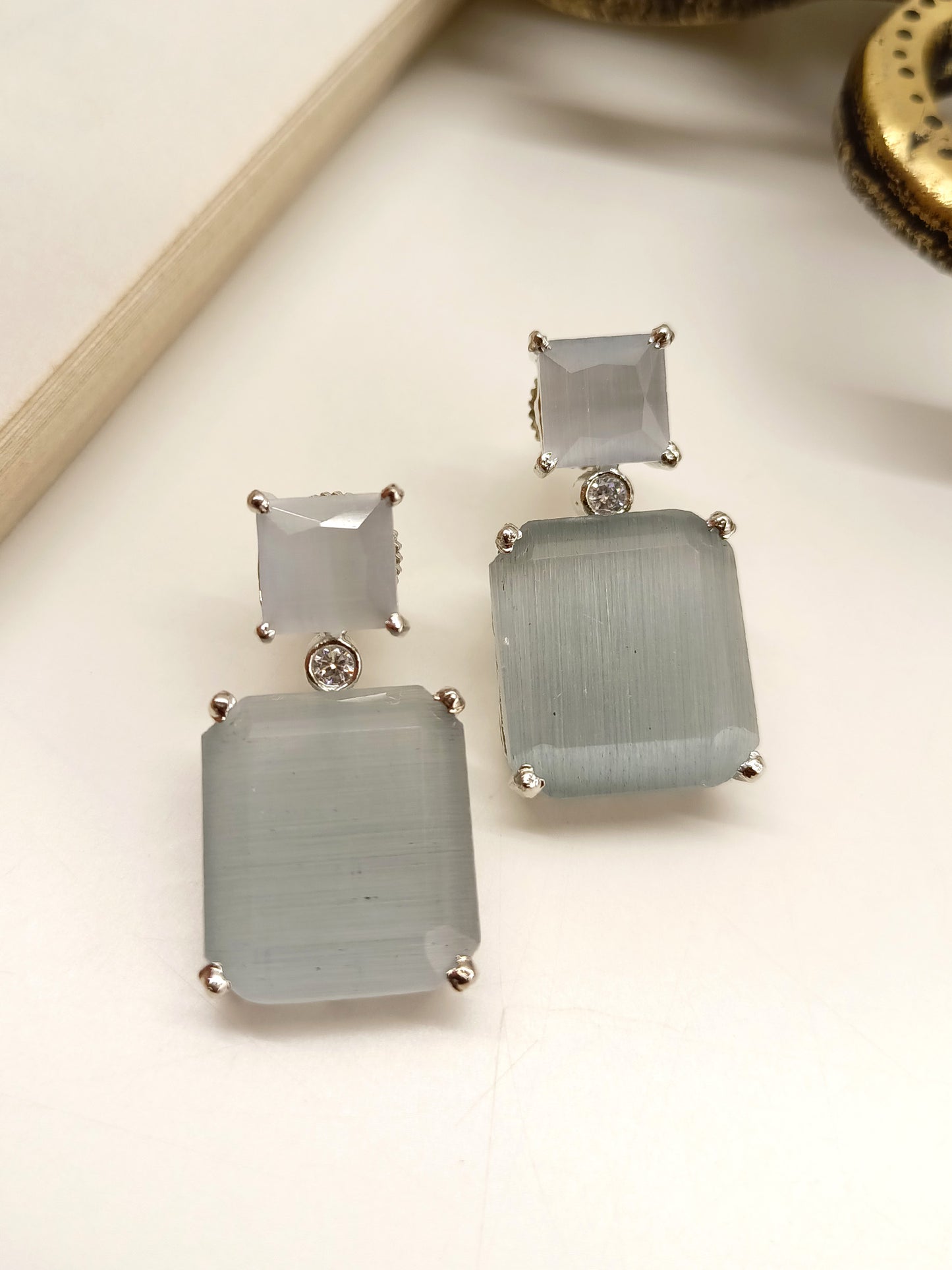 Anushri Grey American Diamond Earrings