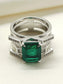Zunaira Green 92.5 Silver American Diamond Finger Ring