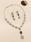 Hirsa Blue Sapphire American Diamond Necklace Set