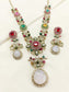 Diti Rajrani Navratan Victorian Long Necklace Set with Earrings