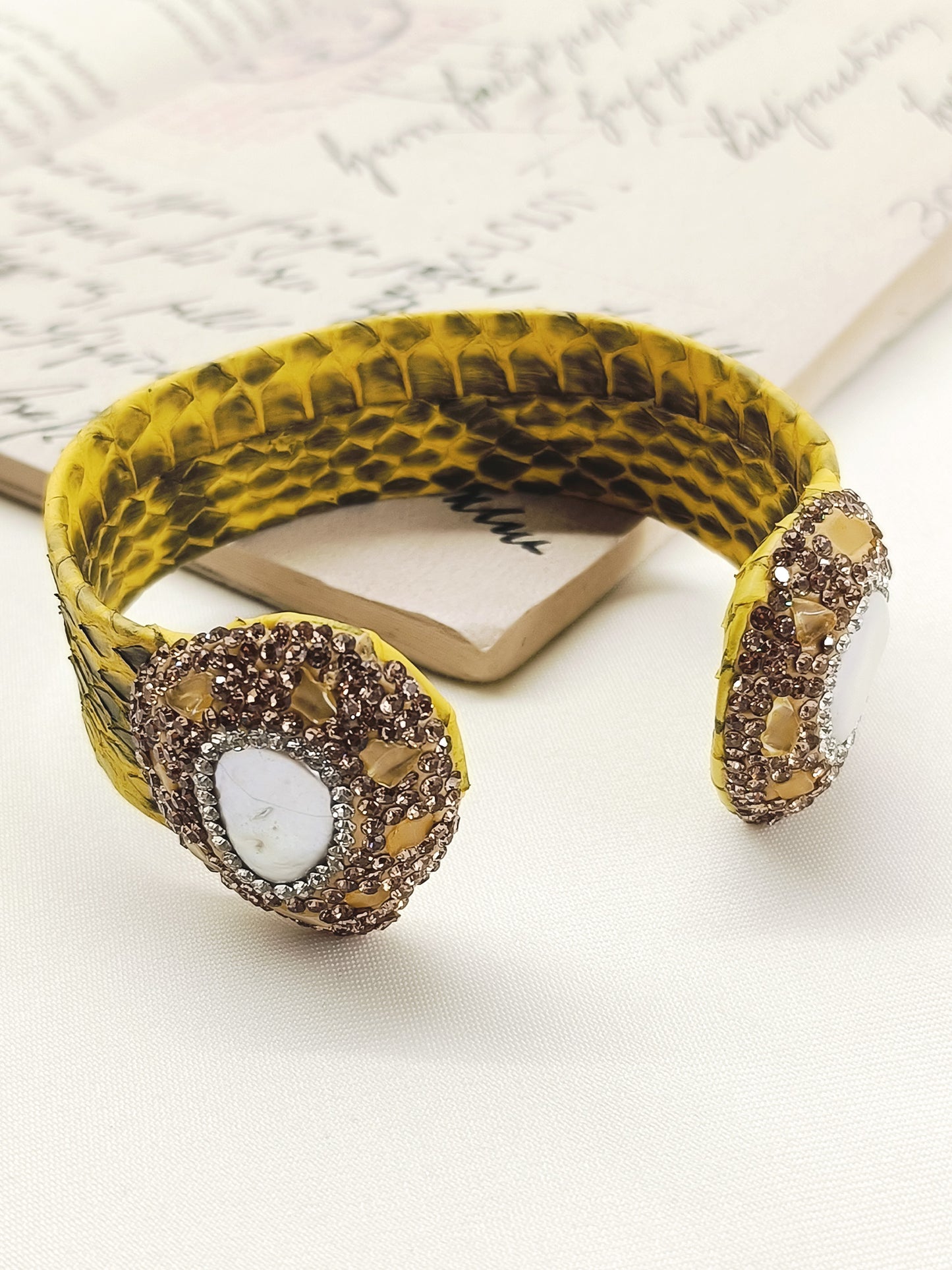 Riviera Yellow Western Bracelet With Finger Ring