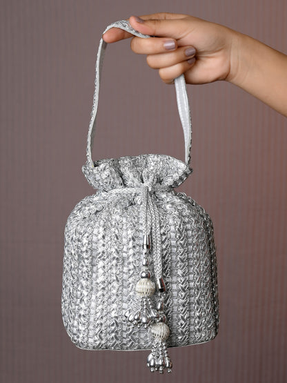 Gopi Silver Potli Bag