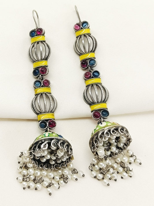 Abhistada Multi Colour Oxidized Jhumki