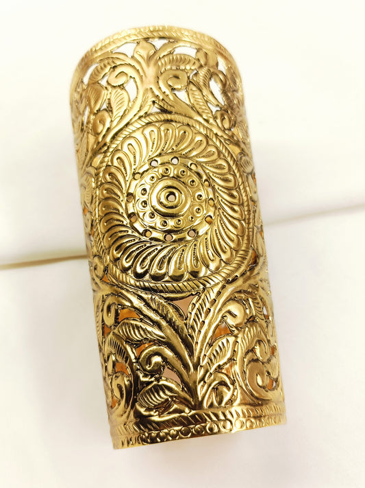 Paisley Golden Filigree Wide Cuff Bracelet