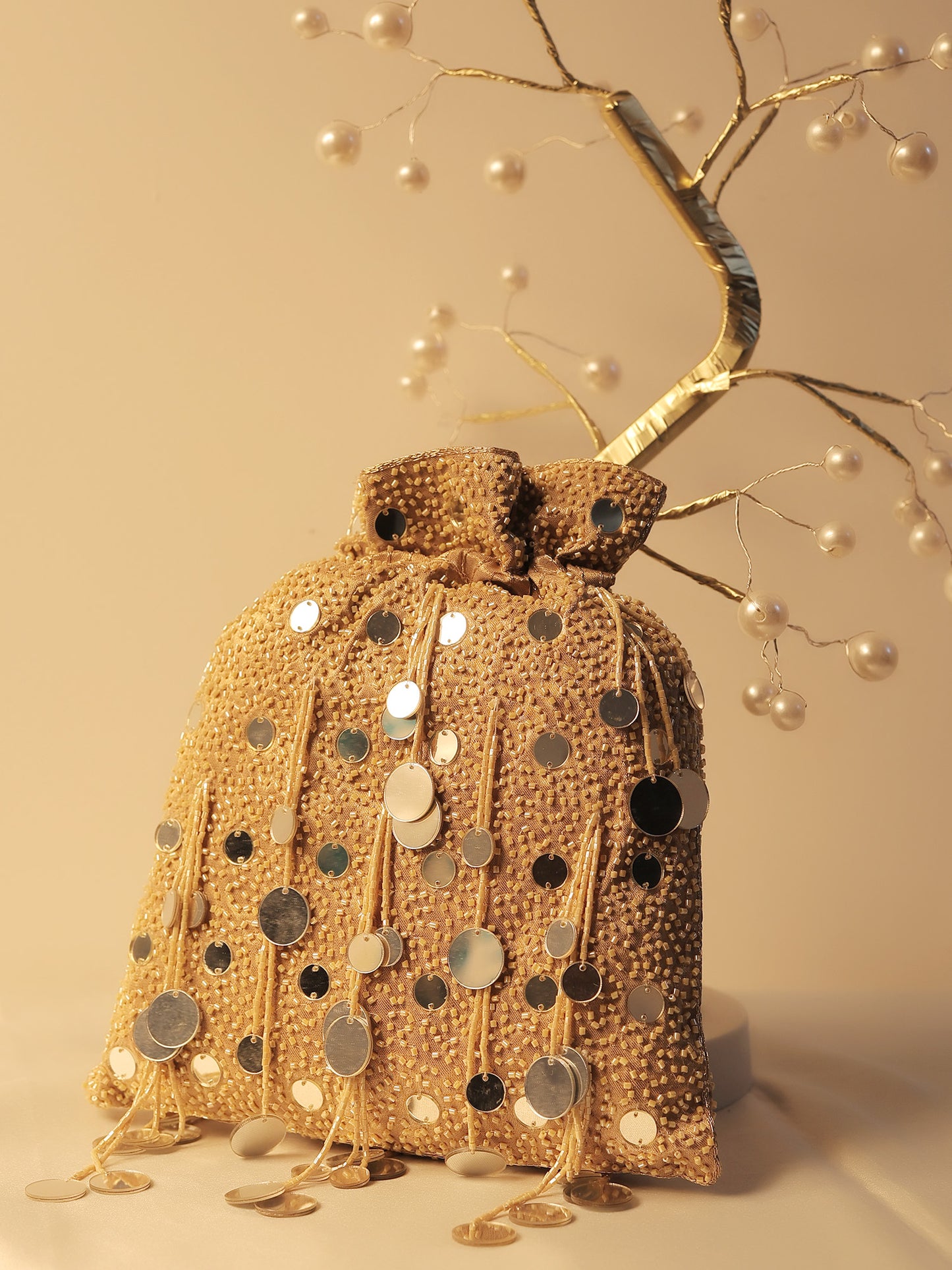 Meadow Golden Potli Bag
