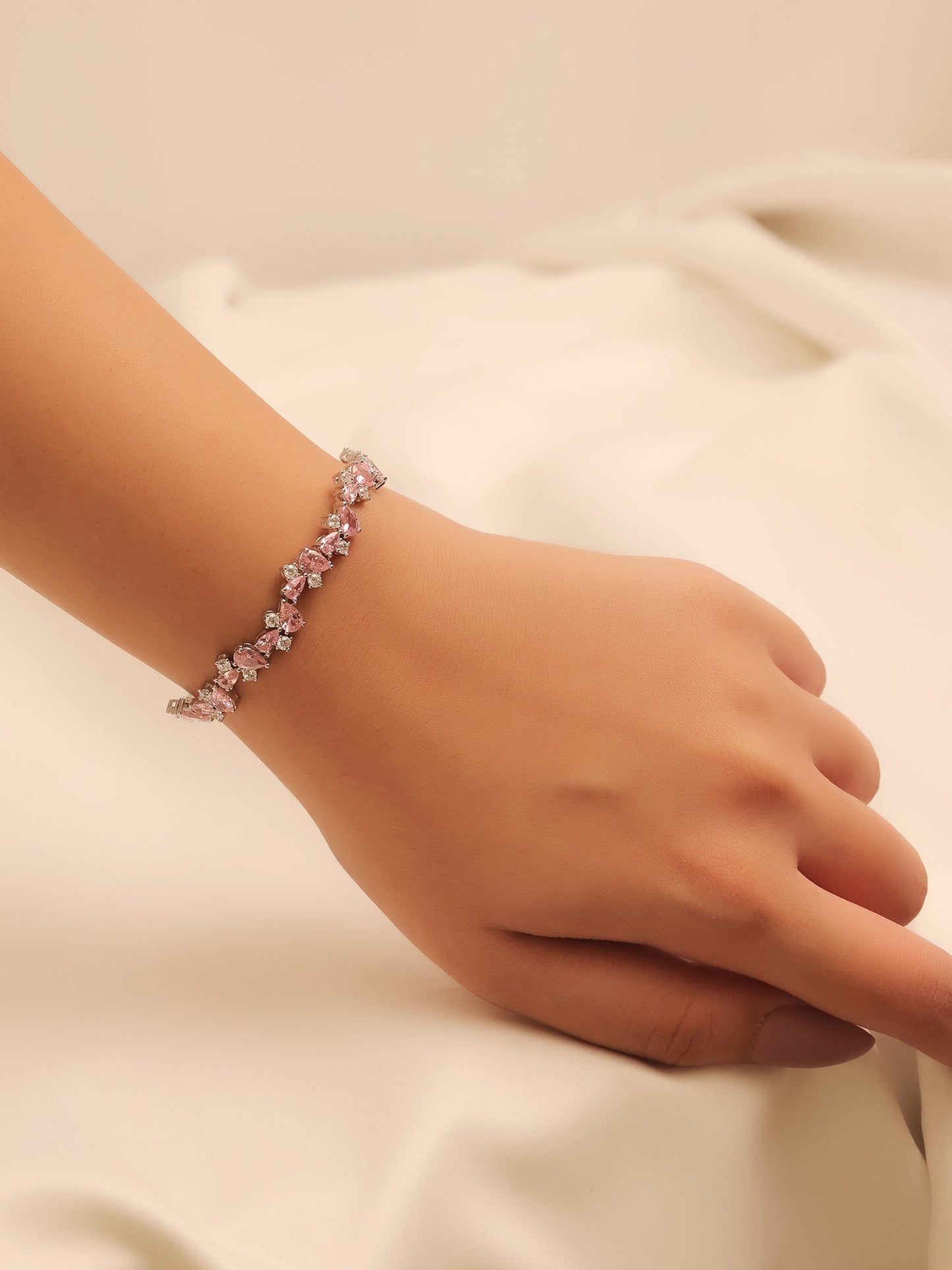 Nikita Baby Pink American Diamond Bracelet