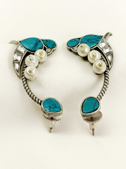 Neelam Firozi Oxidized Earrings