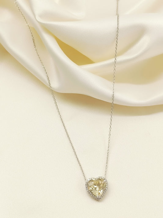 Ritu Yellow 92.5 Silver American Diamond Pendal
