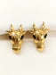 Jatin Golden Bull Head Men's Earrings