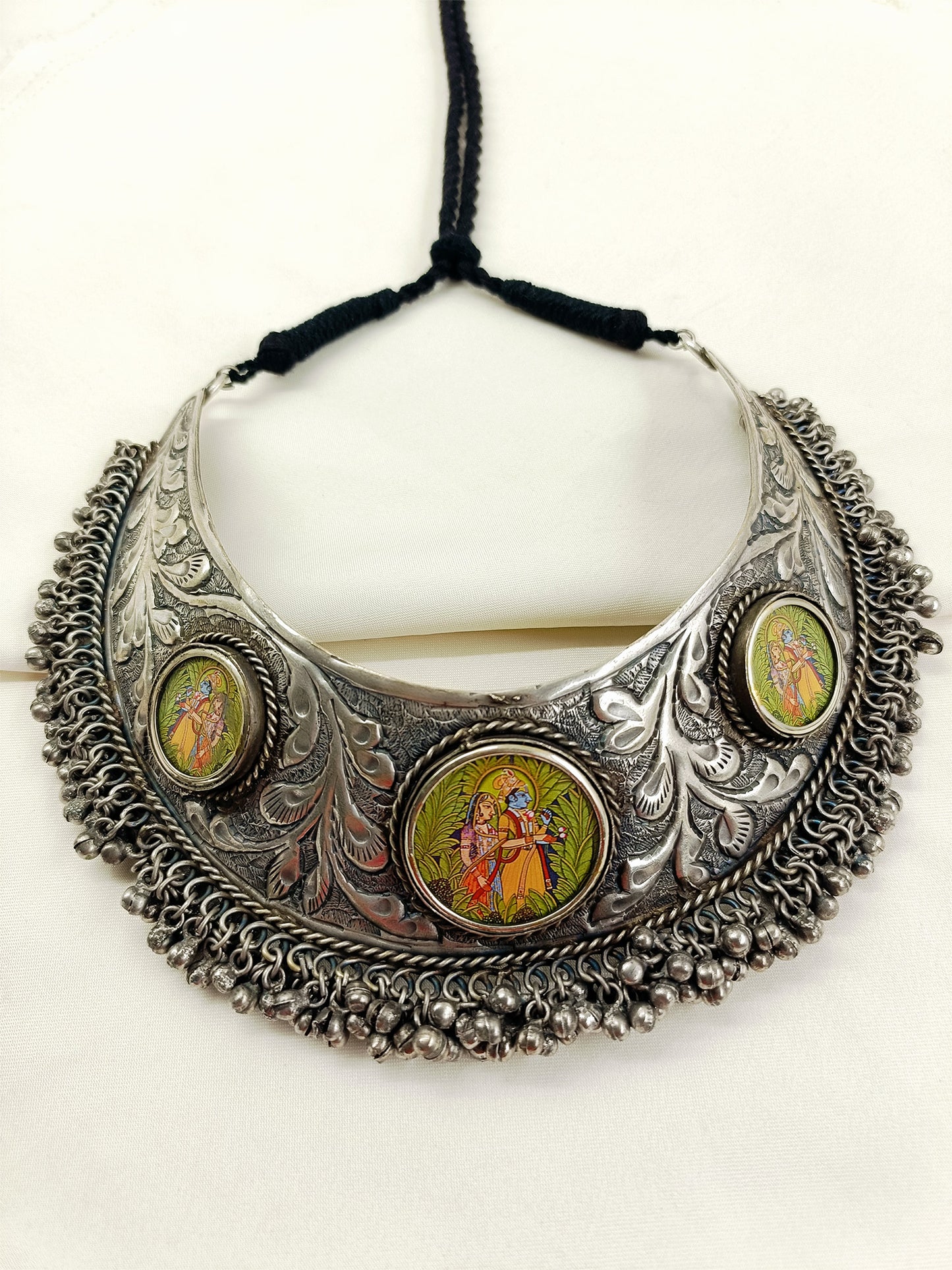 Anjuri Multi Colour Oxidized Radha Krishna Pichwai Neckpiece