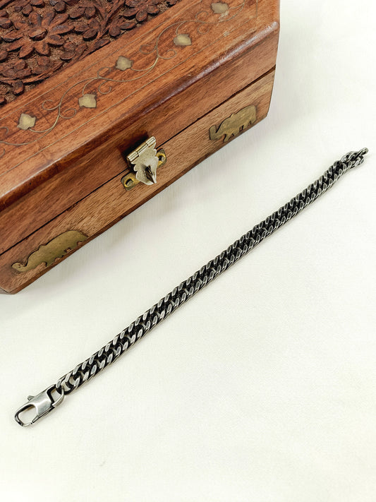 Viraj Oxidized Cuban Link Chain Men's Bracelet