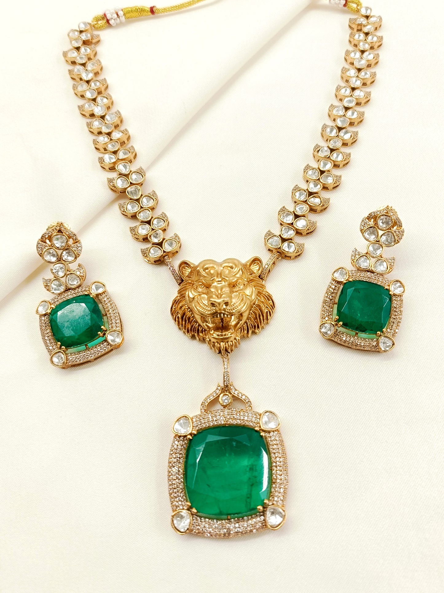 Irina Green Kundan Necklace Set