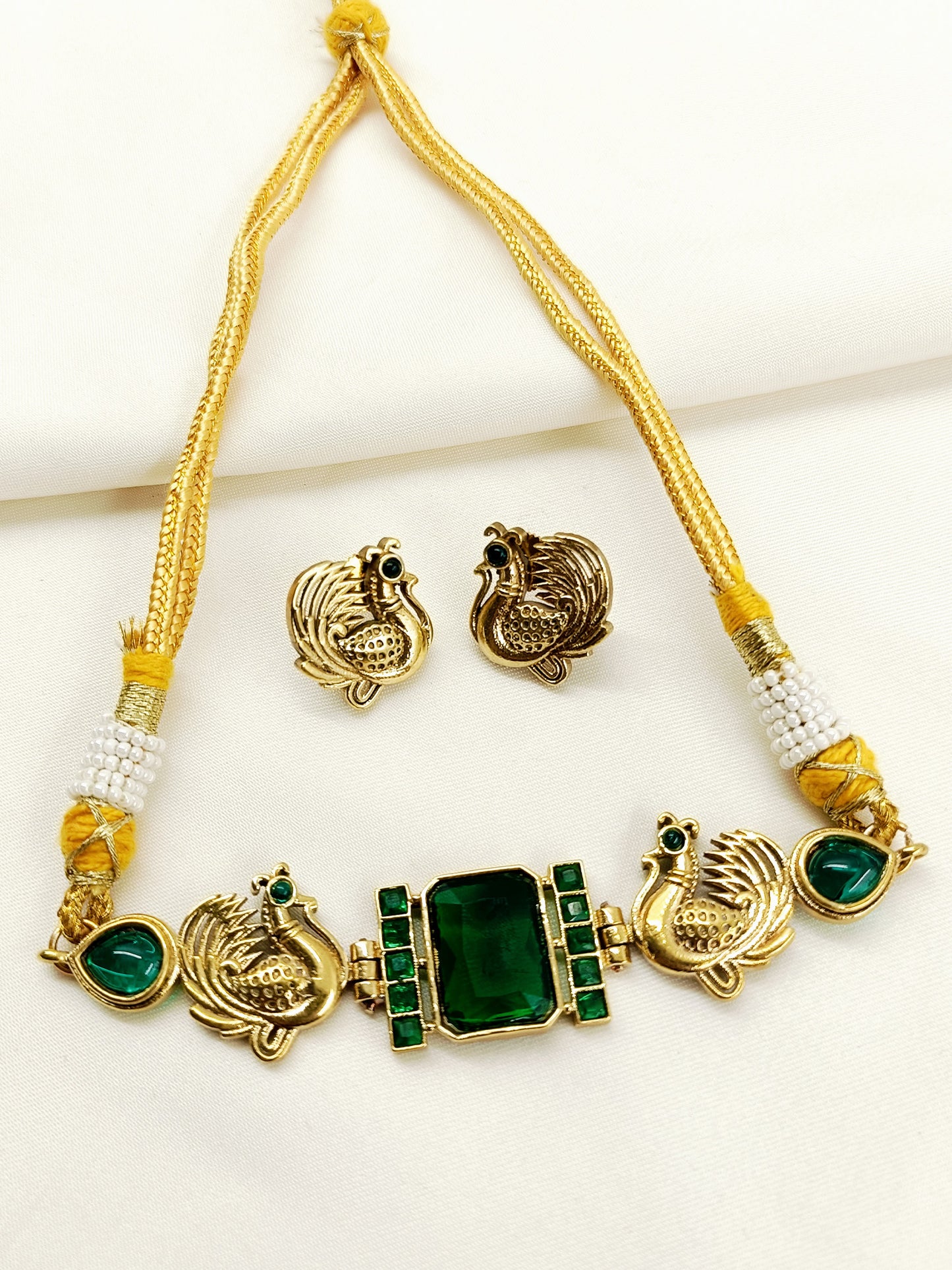 Ramya Green Oxidized Choker Set