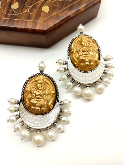 Pratibha White Temple Boutique Earrings