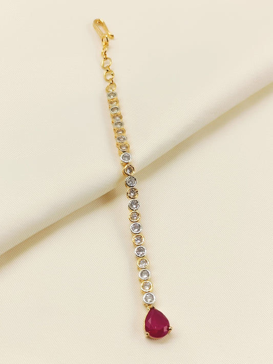 Yahvi Ruby American Diamond Teeka
