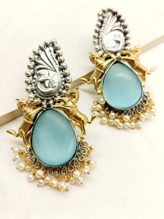 Karuli Sky Blue Oxidized Earrings