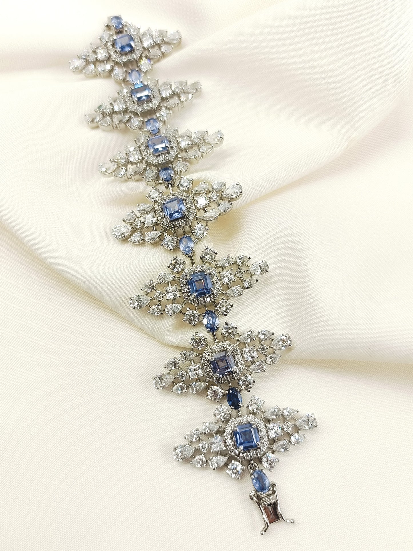 Deborah Lavender 92.5 Silver American Diamond Two In One Bracelet