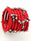 Shailee Red Cloth Bangles with Ghungroo - Handmade Fabric Churi Set of 8