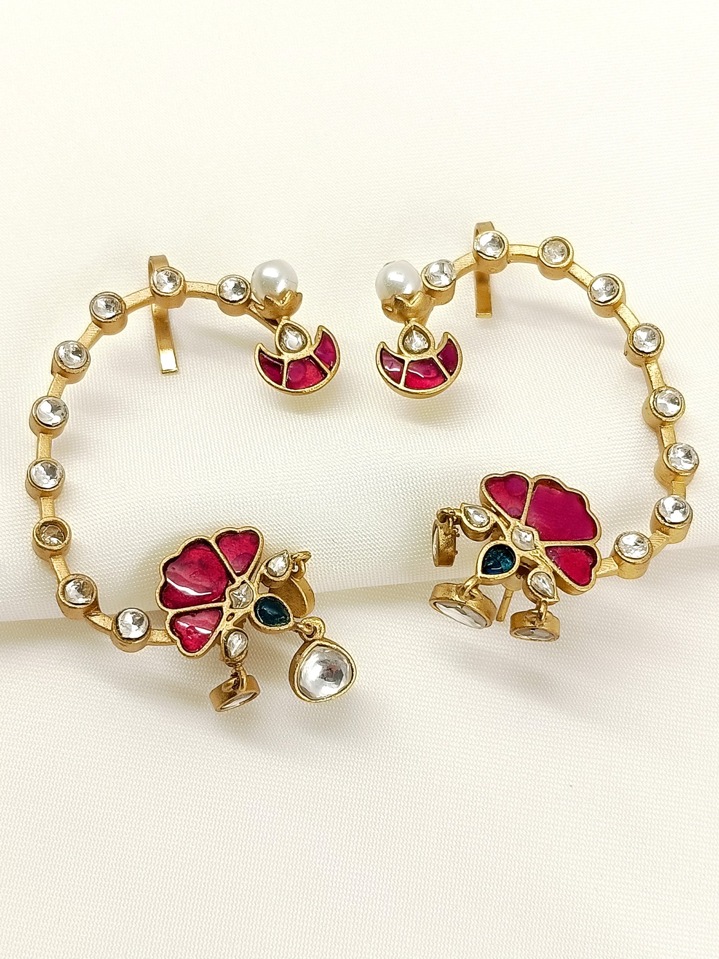Kaushiki Ruby Kundan Earcuffs