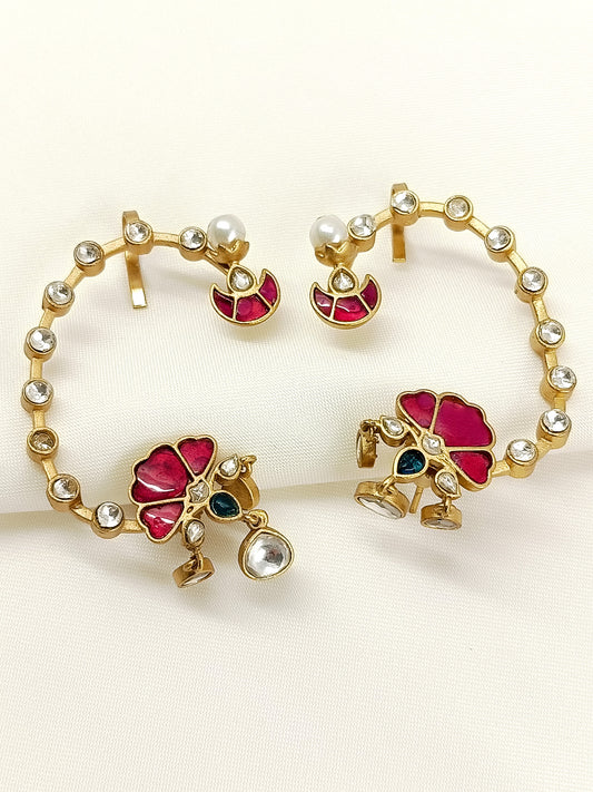 Kaushiki Ruby Kundan Earcuffs