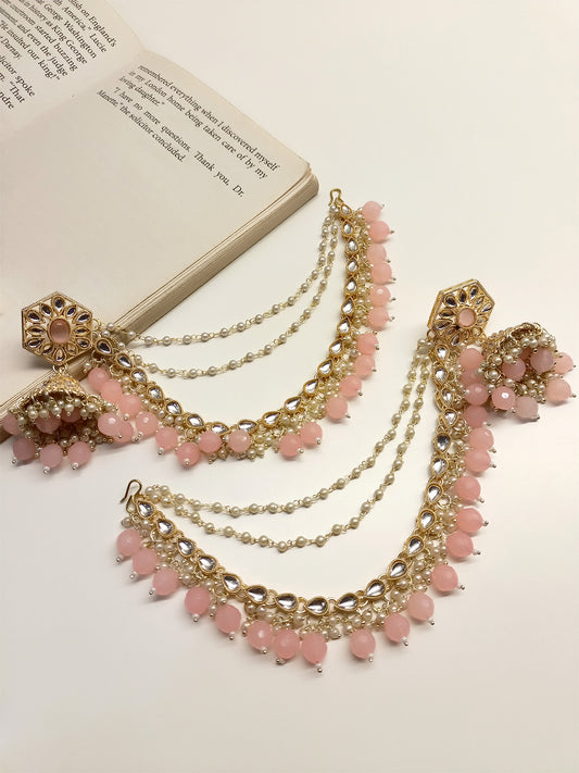 Tiya Baby Pink Boutique Jhumki With Side Chain