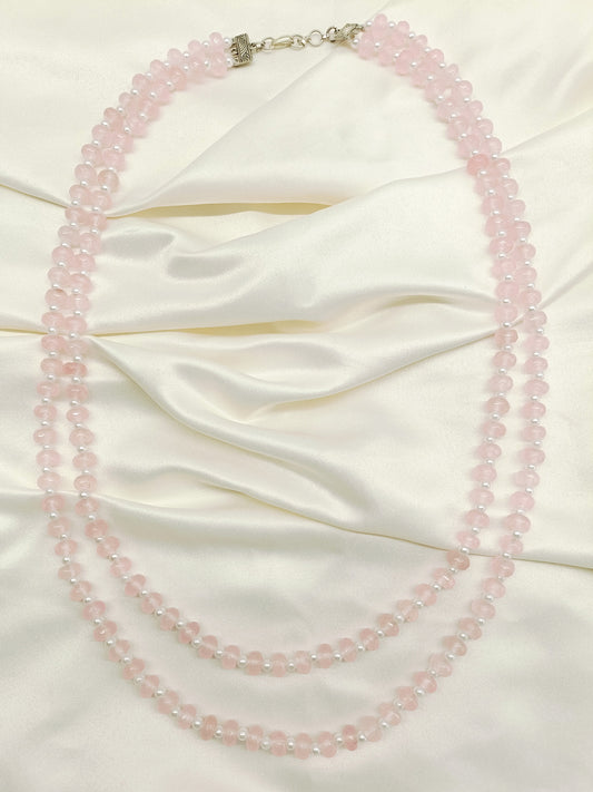 Anshula Pink Double Layerd Beads Neckpiece