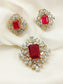 Anthea Ruby 92.5 Silver Swarovski Stone Pendant Set