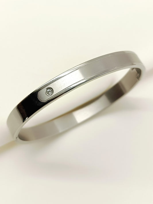 Evlavy Silver Minimal Stone Men's Bracelet