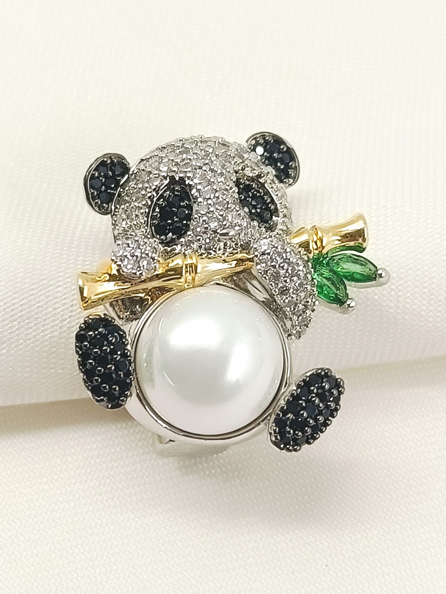 Anjalika Black Panda Brooch