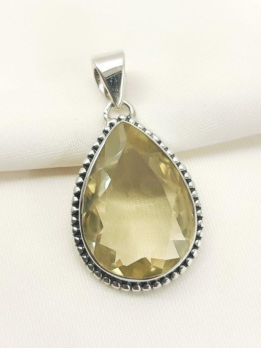 Nilam Yellow 92.5 Silver Citrine Stone Pendal