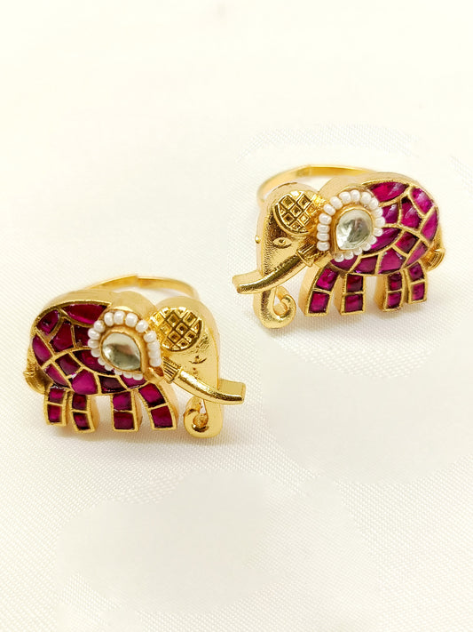 Ranika Majenta Elephant Kundan Toe Ring